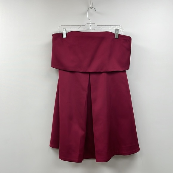 Keepsake Keep Watch Strapless Mini Cocktail Party Dress Red Plum Large - Picture 4 of 12